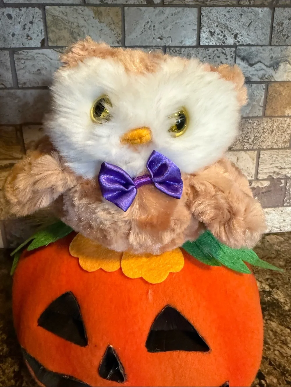 Avon 2008 Halloween Fiber Optic Owl Pumpkin Light Up Color Changing WORKS.